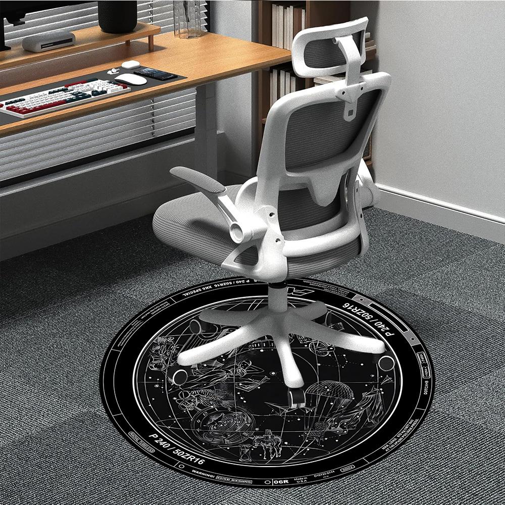 

1pc Tire Artwork Chair Carpet for Office, Non-slip, Soft and Durable Leisure Rug, Perfect for Office, Living Room yy251103141 80cm by 80cm
