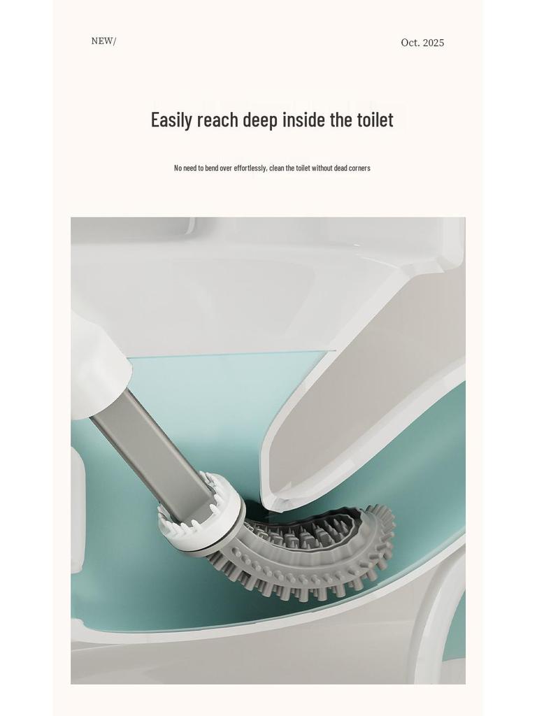 2025 Long-Handled Silicone Toilet Brush for Effective Bathroom Cleaning