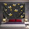 Cute Bees and Hearts On Black Background Pattern Wall Hanging Tapestry Decorative Tapestry Home Decor for Bedroom and Living Room