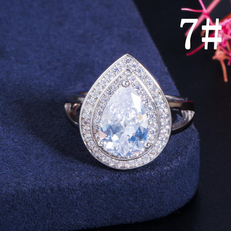 CMM Classic Women Engagement Party Jewelry High Quality Big Tear Drop Green Rings with Zirconia
