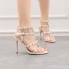 Women 10cm High Heels Rivet Pumps Sexy Party Female Sandals 2024 Pointed Toe Summer Footwear High-Heeled