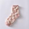 6 Pairs Flower Bubble Cable Crew Socks, Lightweight & Comfy Mid-tube Socks, Women's Stockings & Hosiery