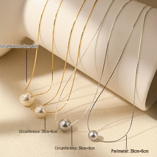 Japan & Südkorea Minimalistische Goldplattierte Messing- & Seiden-Schlüsselbeinkette mit Imitationsperle