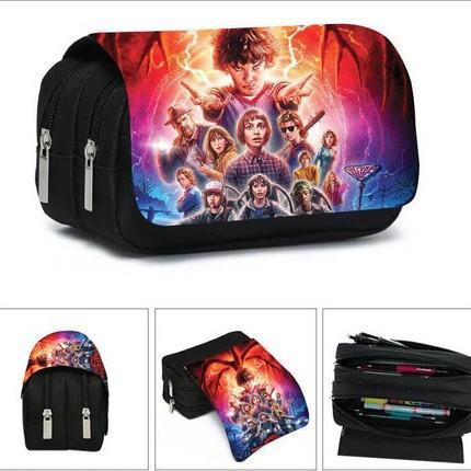 Stranger Things 5 Pencil Case, Large Capacity Multi-Layer Storage, Wear-Resistant Oxford Cloth Student Stationery Bag