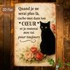 D Flat Pc Vintage French Tin Sign Xcm Aluminum Wall Decor with Black Cat Rose Ideal for Home Decor Festival Gifts