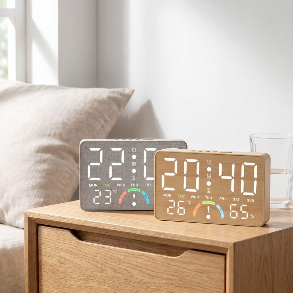 Large LED Screen Electronic Table Clock Temperature Monitor LED Wall Clock Desk Use