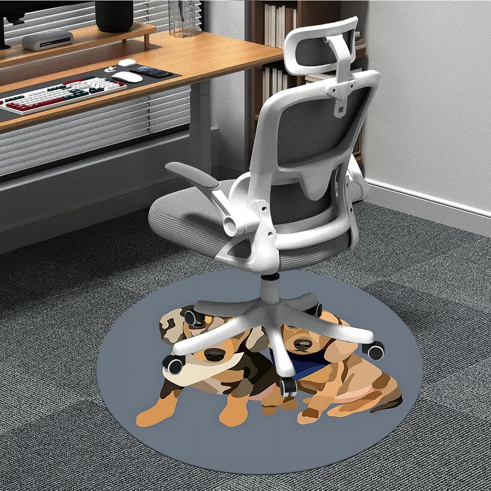 

1pc Dogs Office Round Rug, Non-slip, Soft and Durable Office Rug for Interior Decoration, Perfect for Office, Beautiful Decoration yy260323010 80cm by 80cm