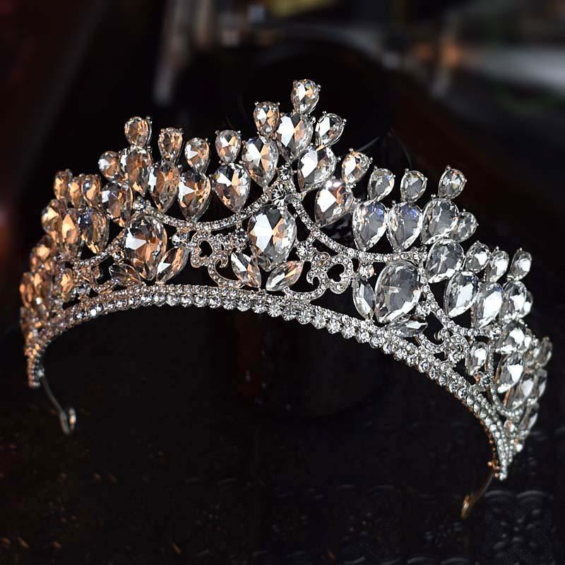 European and American Light Luxury Bride's Crown Shining Crystal Headwear  Princess Birthday Style Crown Wedding Beauty Pageant Accessories
