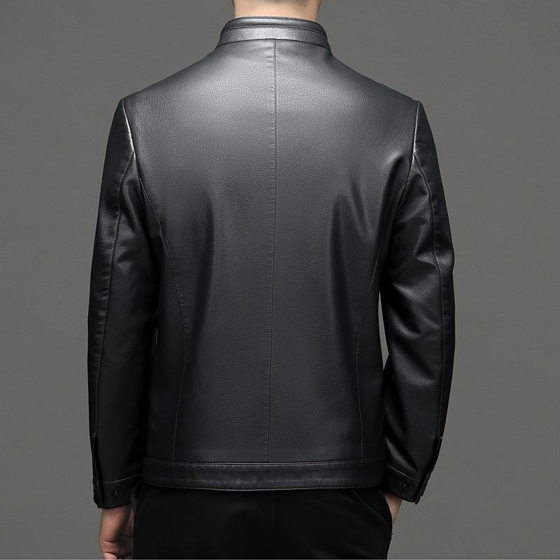 Genuine leather jacket men's spring and autumn stand-up collar middle-aged dad's sheepskin jacket men's coat