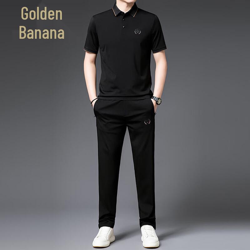 Men's Summer Silk-Blend Polo T-Shirt & Casual Pants Set