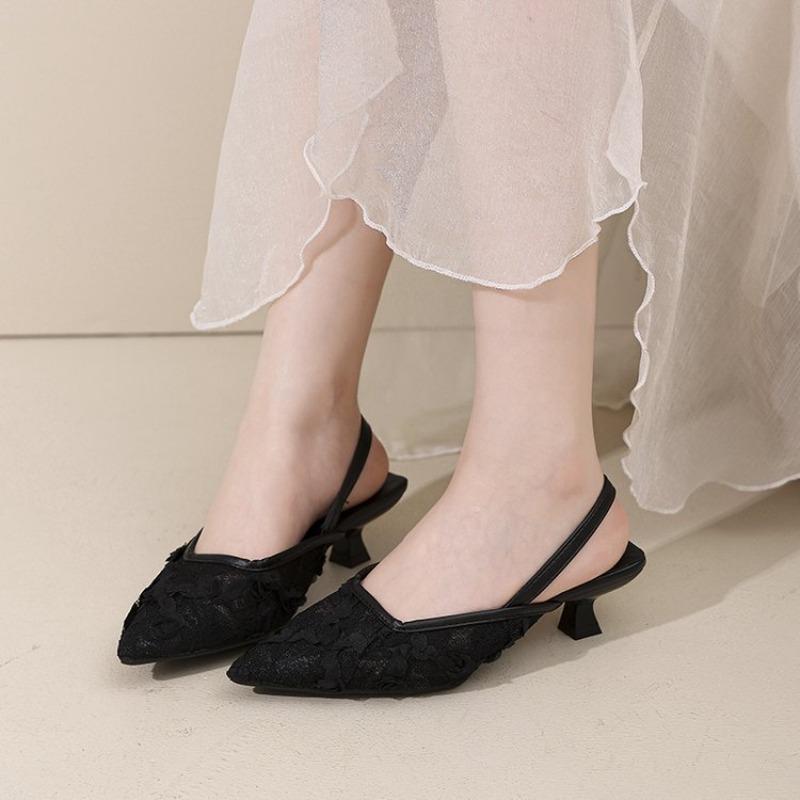 Baotou back empty cool slippers women's new summer outer wear temperament with skirt high heels versatile casual women's shoes