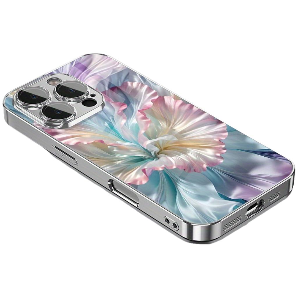 Coque Électrodéposée Imprimé Fleur de Soie Dégradé de Couleur Romantique de Luxe Pour iPhone 17 16 Pro Max 15 14 Plus 13 12 16E 17 Air Cover