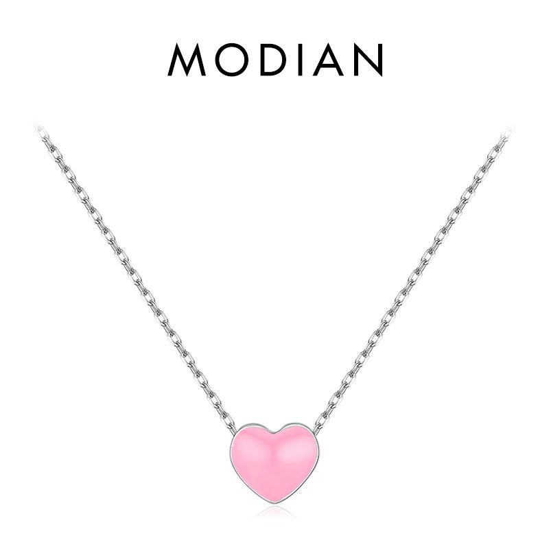 

Модіан, 3 кольори емалі, намисто з сердечками, срібло 925 проби, намиста з червоної емалі, кулон для жінок, вишукані жіночі ювелірні вироби в подарунок рожевий