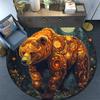 Golden Bear Round Area Rug,Carpet Rug for Living Room Bedroom Sofa Playroom Decor,Non-slip Floor Mat