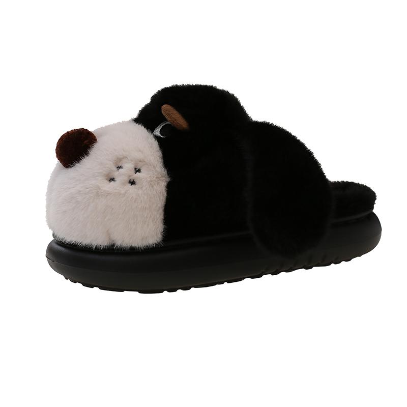 

Baotou Cotton Mall Winter New Round Toe Deep Mouth Soft Sole Anti-slip Wear-resistant Flat Slippers 41 чорний