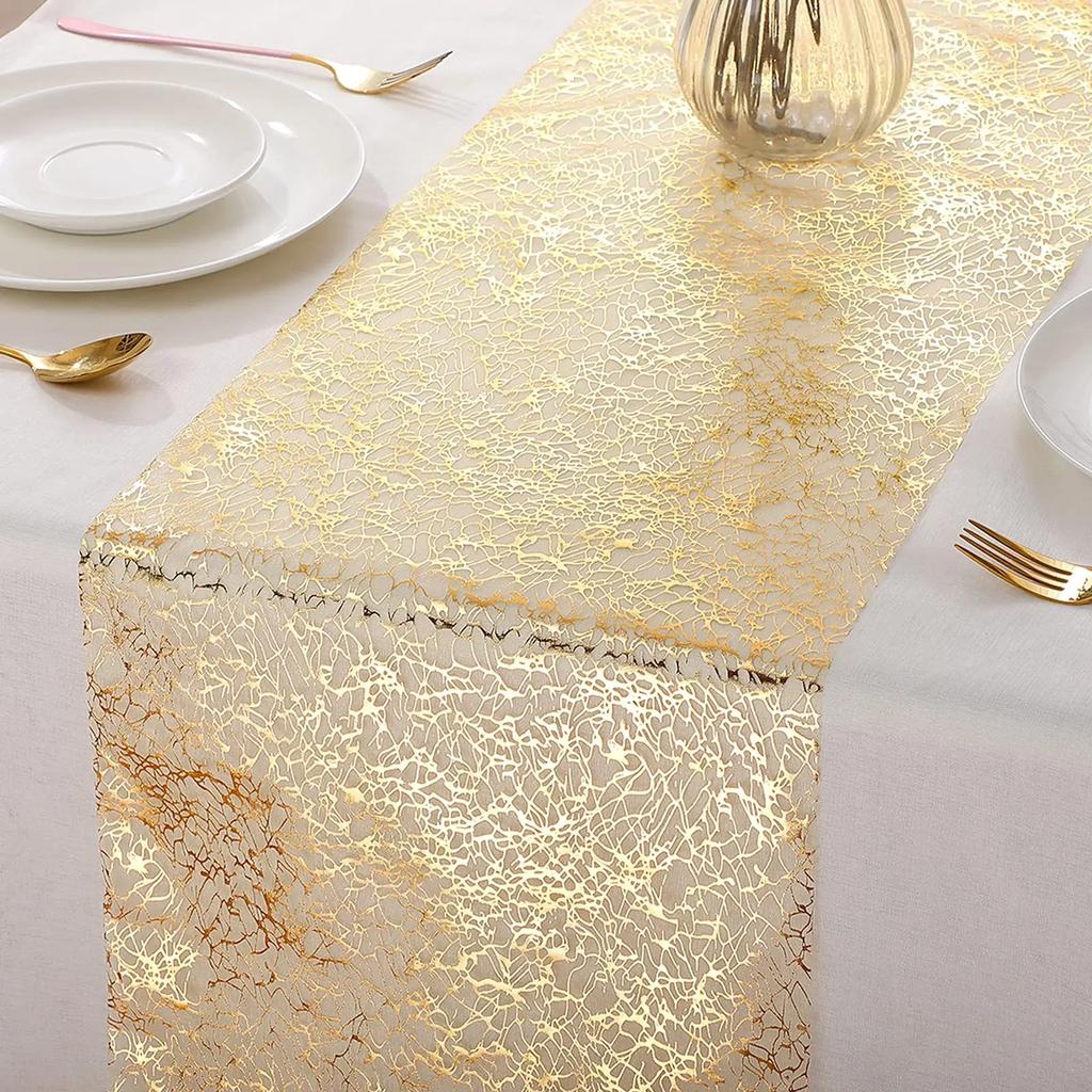 Gold Table Runner Metallic Glitter Table Cloths Runner Metallic Roll Rectangle for Birthday Wedding Home Christmas Table Decor