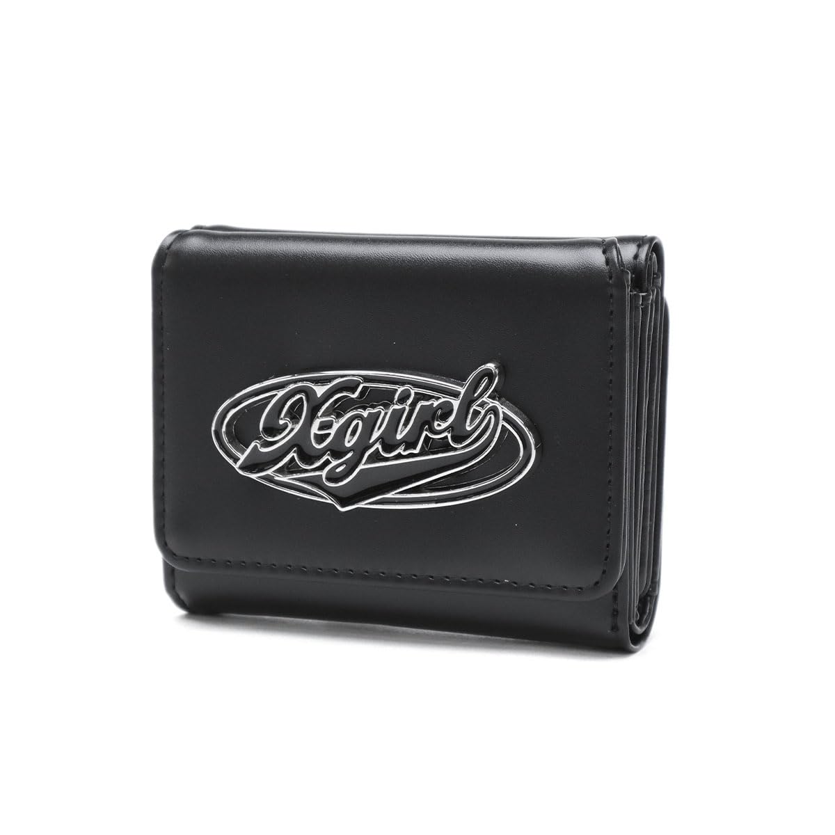 

wallet OVAL LOGO BUCKLE MINI WALLET BLACK [X Girl] Tri-fold