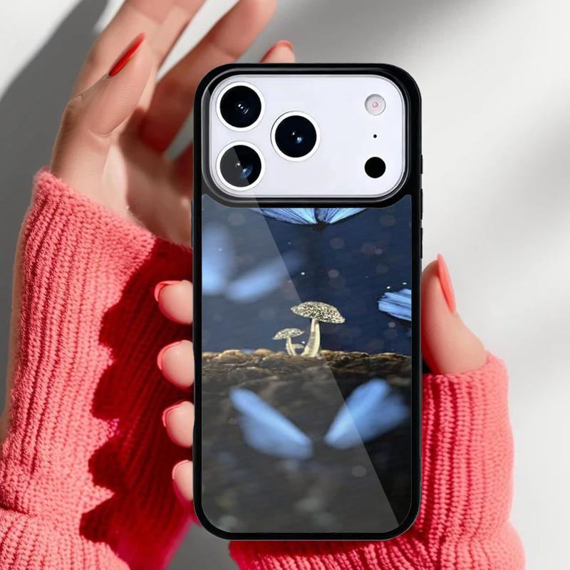 Beautiful Mushroom And Butterfly Phone Case for iPhone 17 16 15 14 13 Pro Max Back Cover for 12 11 Pro Coque