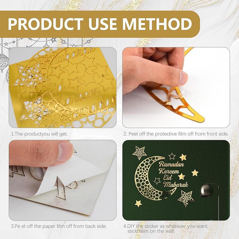 Acrylic Islamic  Wall Stickers Decors Ramadan Kareem and Eid Mubarak Decoration