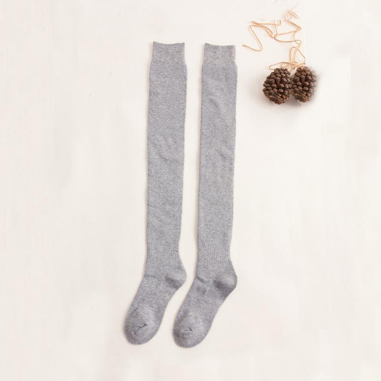 Autumn Winter Japanese Style Women's Over-the-Knee Wool Stockings Thickened Thigh Socks with Warm Knitted Crew Length Logo Body