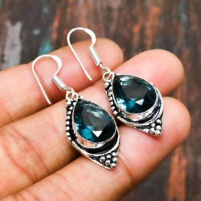Iolite Quartz, Gemstone Handmade 925 Sterling Silver Jewelry Earring For Women