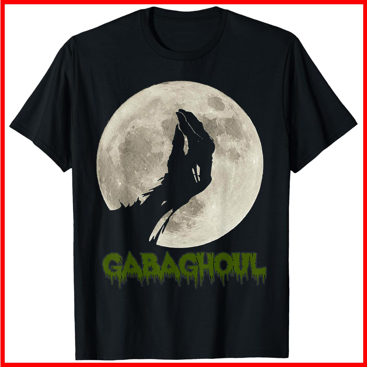 Gabaghoul Funny Hand Moon Halloween Black Cotton T-Shirt S-5XL XXXXL