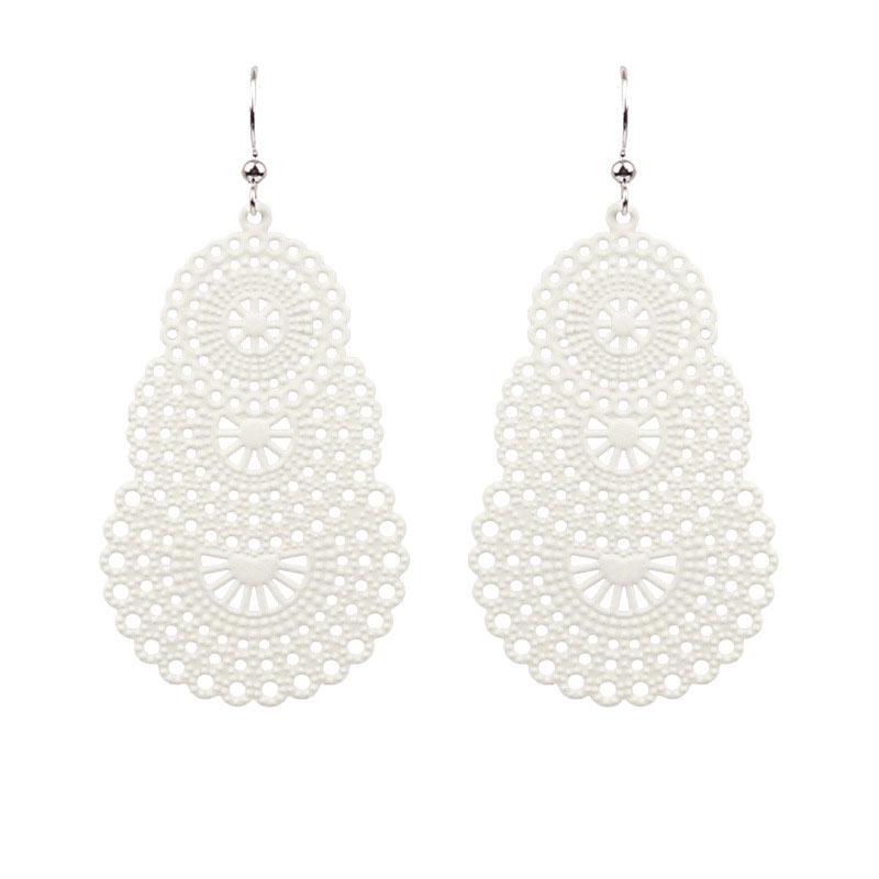 Vintage Candy Color Openwork Pattern Long Earrings For Women Jewelry Big Hollow Geometric Metal Drop Dangle Earrings Pendientes