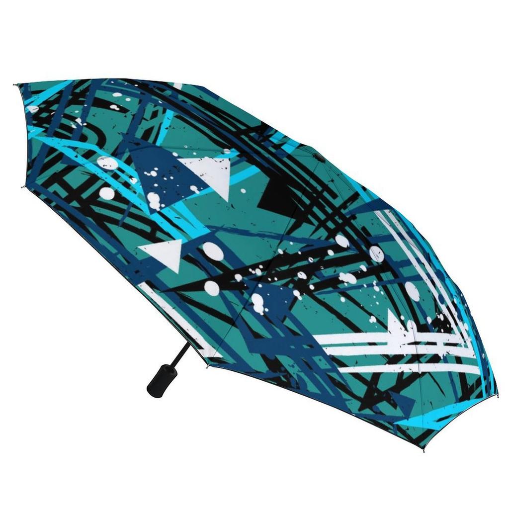 1 Pack Automatic Umbrella With Strong Windproof Structure And Water Repellent Surface For Travel In Graffiti Inspired Tone