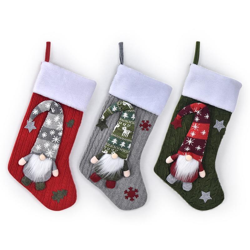 New Christmas Decoration Knitted Rudolph Christmas Stockings Christmas Gift Pendant Home Mall Decoration