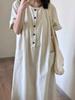 Women's summer new literary and retro Japanese long dress loose casual and thin short-sleeved dress small lazy style