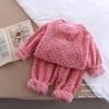 Fluffy Jacquard Flannel Set: Baby Girl Two-Piece Homewear