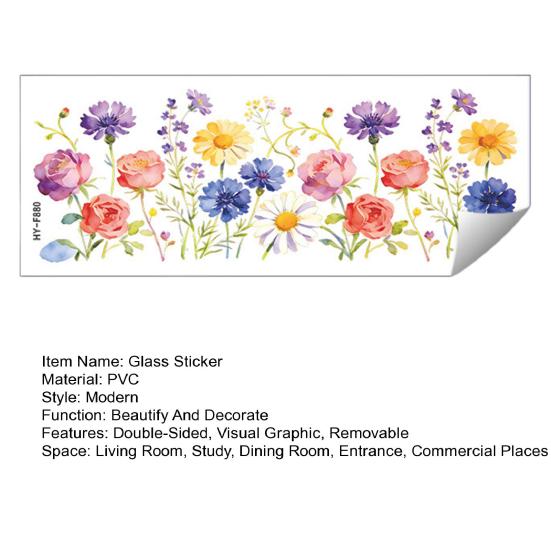 Glass Sticker Double Sided Visual Graphic Removable Waterproof Flower Wall Stickers Windows Walls Decoration