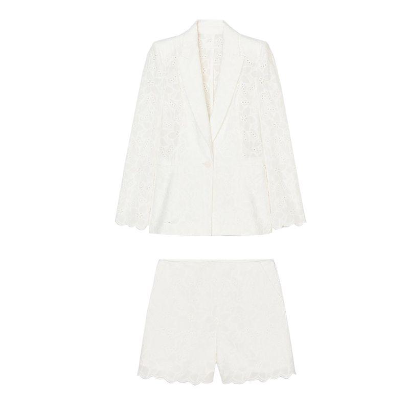 Spring and Summer New Arrival Cut Out Embroider Long Sleeves V-neck Suit Outwear 2684519 Casual Shorts 2681519