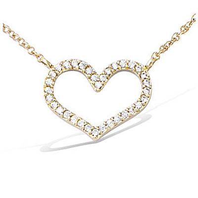 [R5684] - Gold Plated Necklace 'Love' White Gold - 15x12 Mm