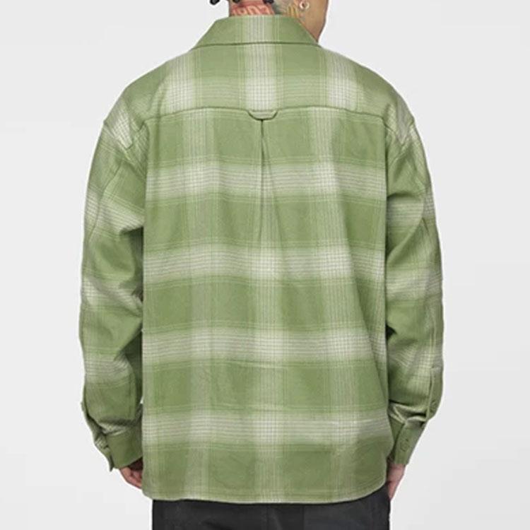 Li-Ning Badfive Series Sport Basketball Loose Plaid Long Sleeve Casual Shirt Men Tops Green ASHR195-2