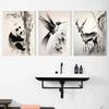 Chinesische Tuschezeichnung Retro Tiere Vintage Poster Tiger Panda Drache Nashorn Retro Leinwand Wandkunst Wohnzimmer Heimdekoration