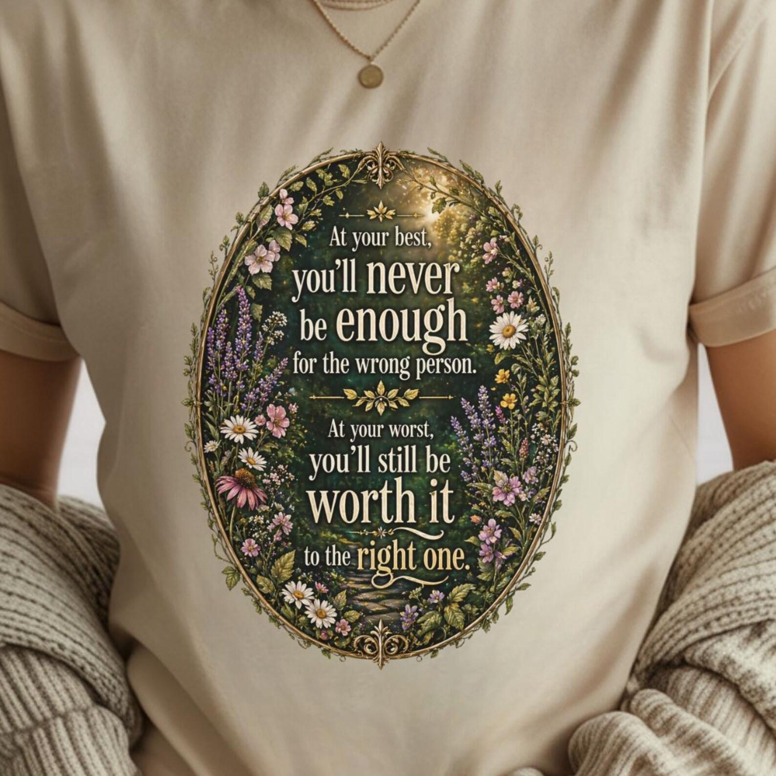 Self Worth Affirmation Tee | Floral Garden Botanical Quote Shirt S