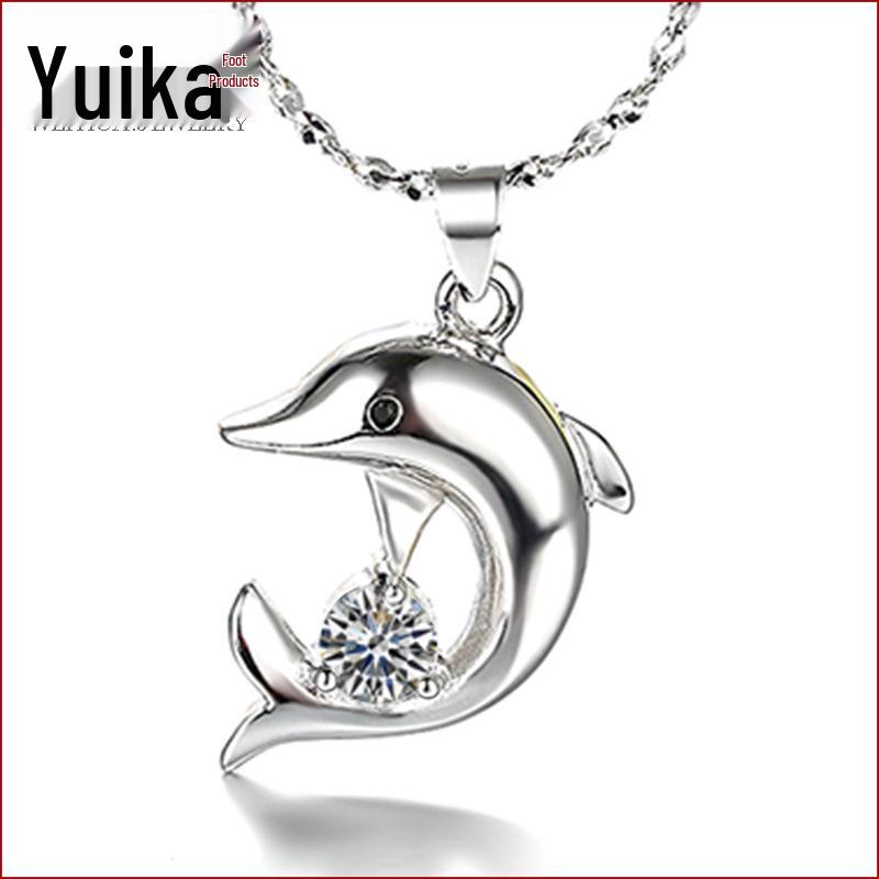 

Посеребренное ожерелье с подвеской в виде дельфина для женщин