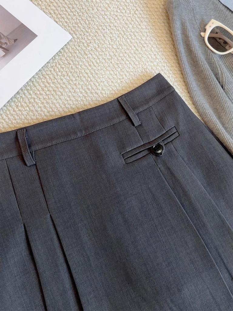 2026 Summer Women's Korean-Style Gray Pleated A-Line High-Waisted Skirt - Slimming, Anti-Exposure, Versatile Short Skirt