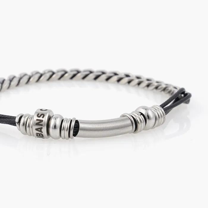 Black Hipster String Mixed Chain Bracelet (C2403AC1210_BK)