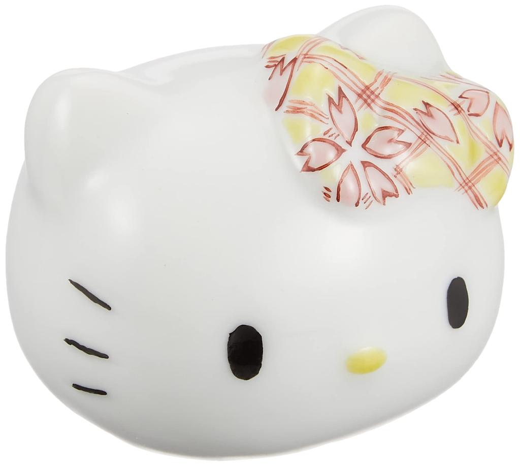 Maruzen Iwata Shoten Kutani Ware Table Figure Hello Kitty Lattice Cherry Blossoms FF-08