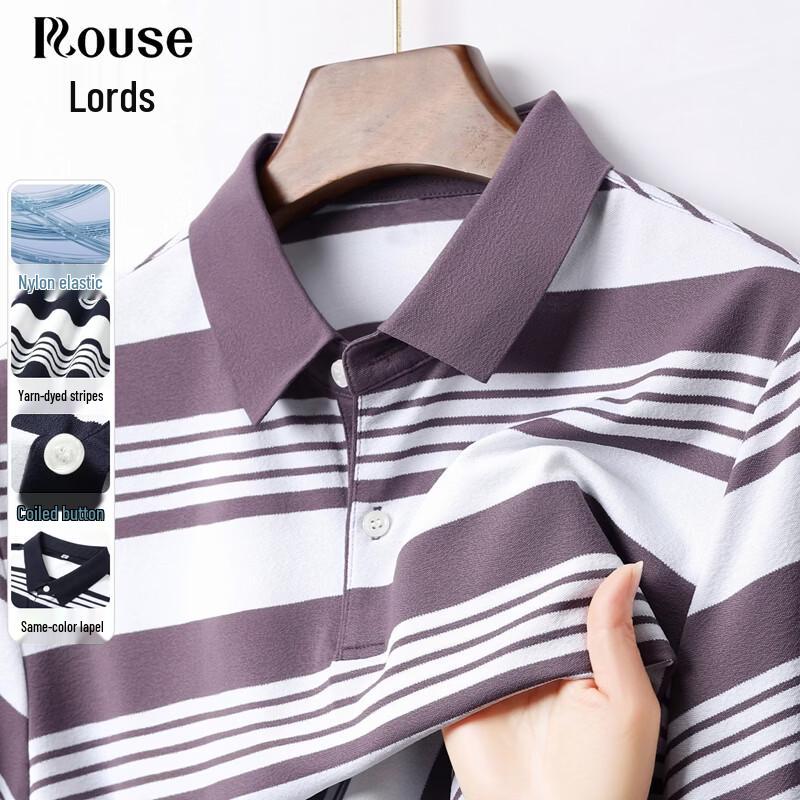 Men s Striped Business Casual Polo Shirt S