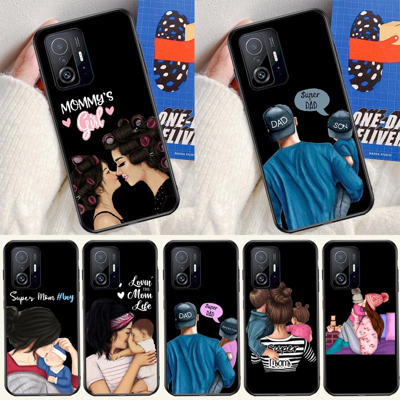Super Dad Mom Baby Girl Twin Case For Xiaomi 11T 12T 13T 14T Pro 13 14 15 Ultra POCO X7 Pro X3 X5 X6 M6 F5 F6 Pro Cover