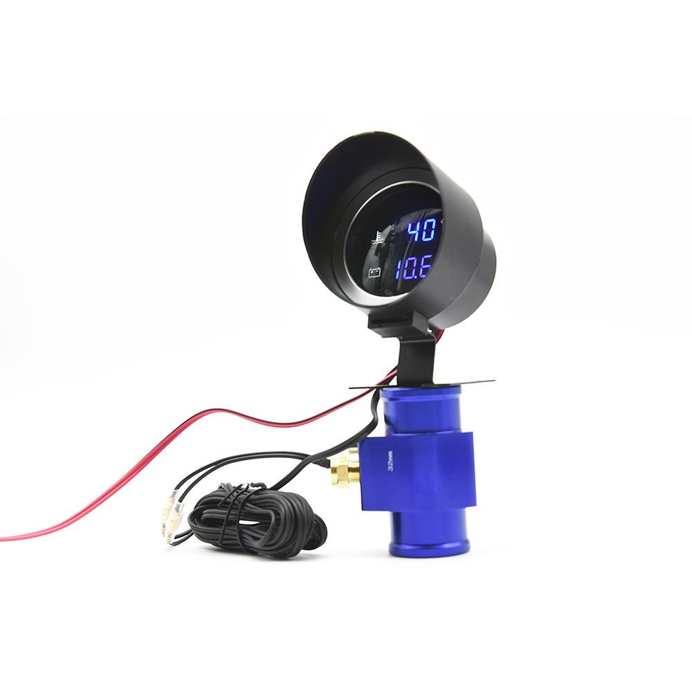 Car Water Temperature Gauge -10-110 Celsius With Water Temp Joint Pipe Sensor 28MM 34MM Adapter 1/8NPT Sensor Voltmeter 2 IN 1