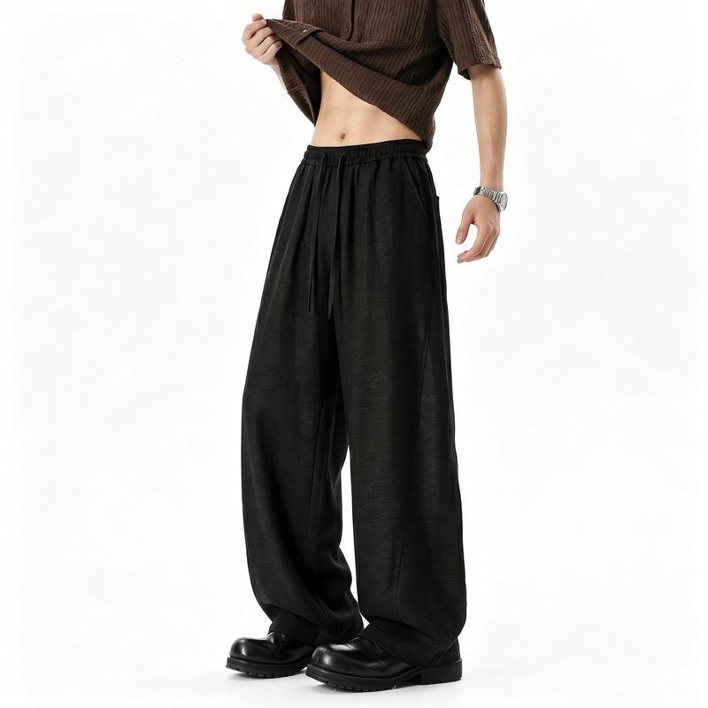 Mens Loose Wide Leg Casual Pants Summer Chinese Style