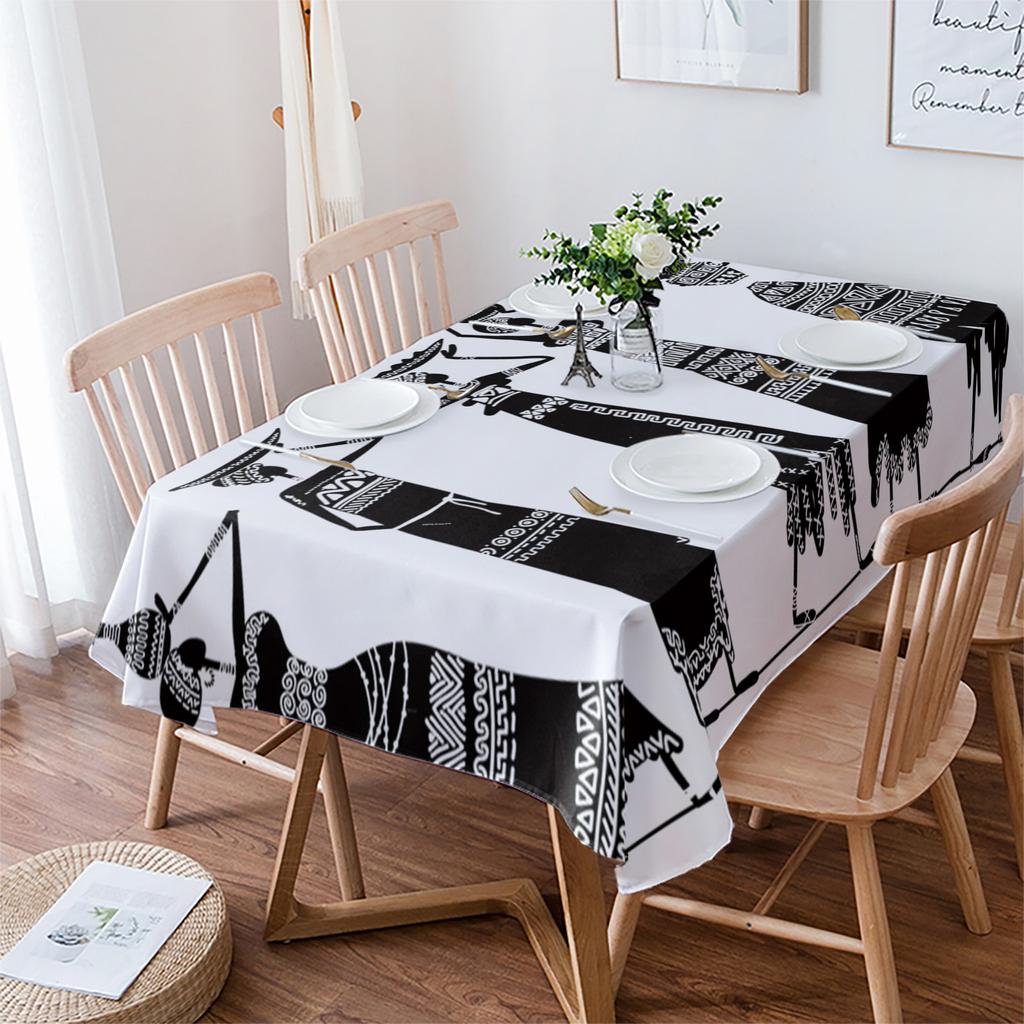 African Woman Ethnic Porcelain Tablecloth Holiday Decor Waterproof Rectangular Tablecloths Wedding Decor Table Cover
