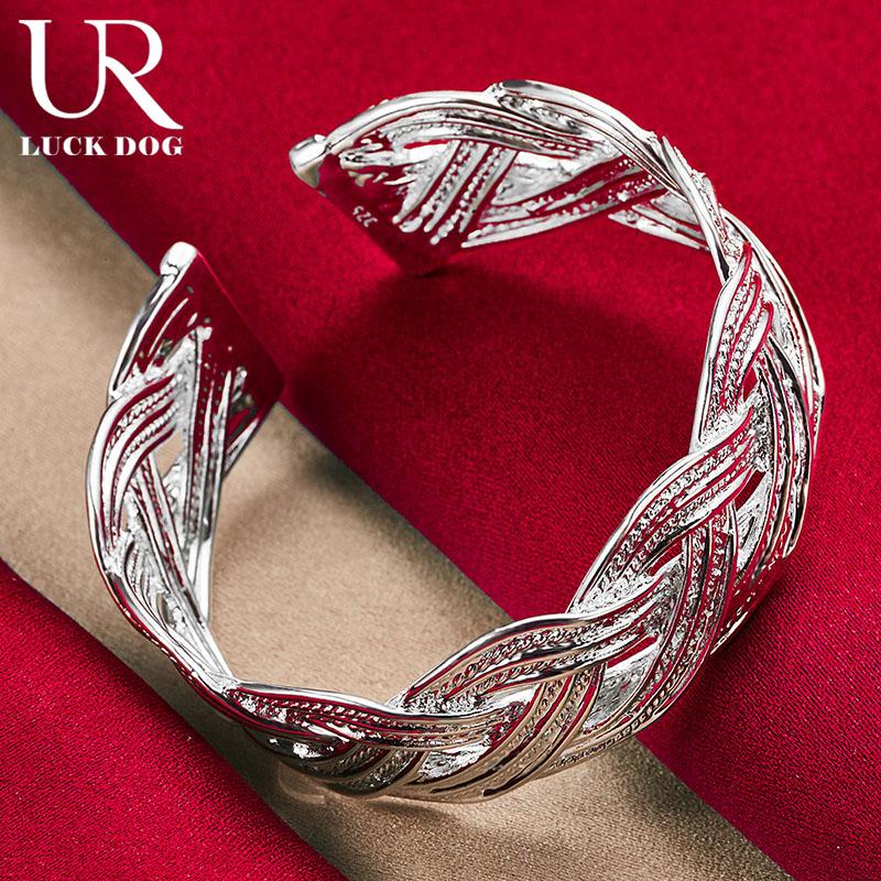 925 Sterling Silver 27mm Interwoven Mesh Bracelet Fashionable Wedding Jewelry