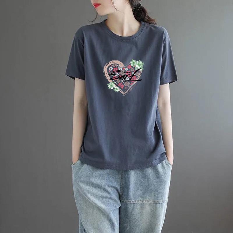 2025 Korean Style Women's Loose Letter Print Slimming T-Shirt