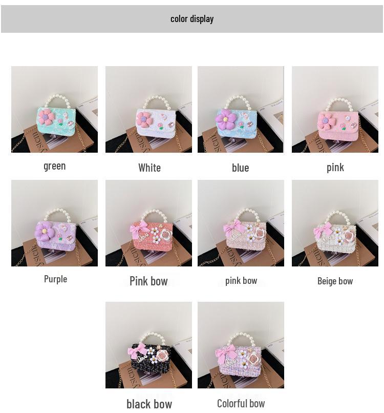 Koreanische Kamelie Schleife Perlen Schulter- und Crossbody-Tasche für Kinder