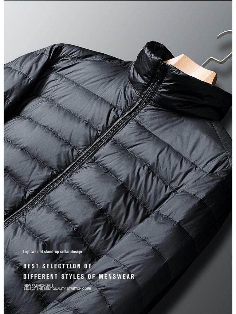 Chaqueta de Algodón Acolchada Ligera con Cuello Mao para Hombre 2024 - Cálida, Moderna y Casual, Ropa Exterior para Parejas para Otoño/Invierno.